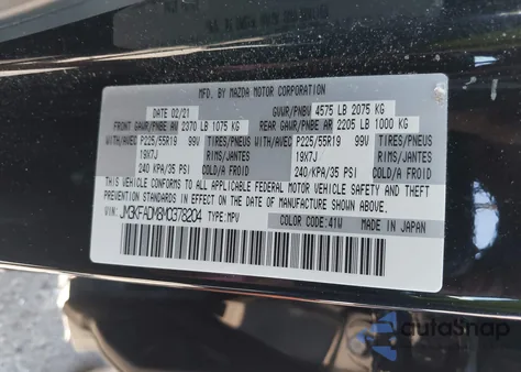 2021 Mazda Cx-5 Grand Touring from USA, damaged, VIN JM3KFADM8M0378204